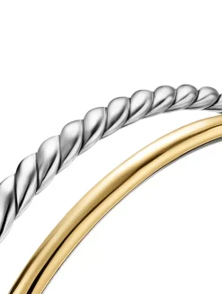 Dy Mercer® Two Row Cuff Bracelet In Sterling Silver With 18k Yellow Gold, 8mm