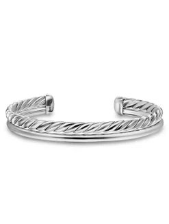 Dy Mercer® Two Row Cuff Bracelet In Sterling Silver, 8mm