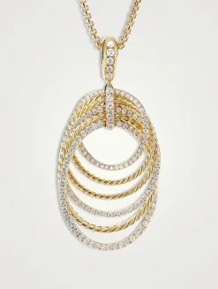 Dy Origami Pendant Necklace In 18k Yellow Gold With Pavé Diamonds