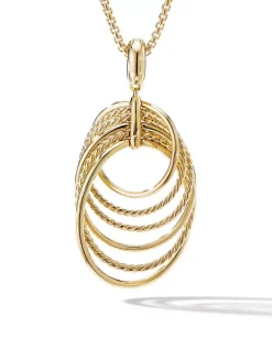 Dy Origami Pendant Necklace In 18k Yellow Gold With Pavé Diamonds