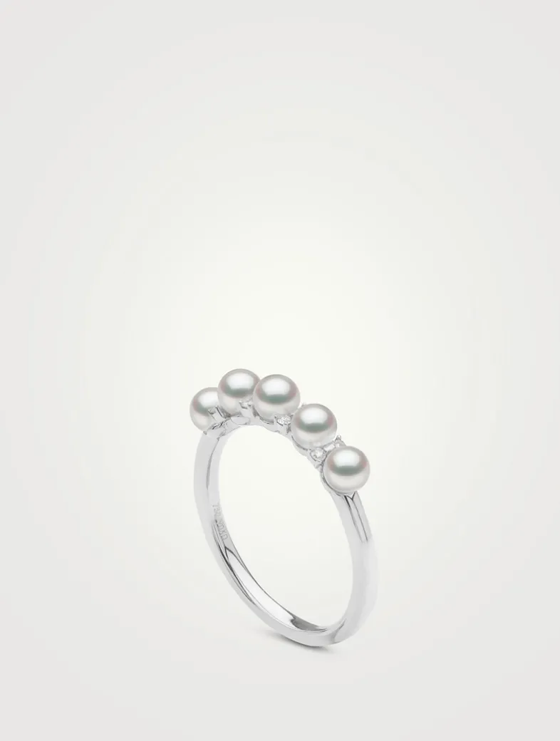 Eclipse 18K White Gold Akoya Pearl And Diamond Ring