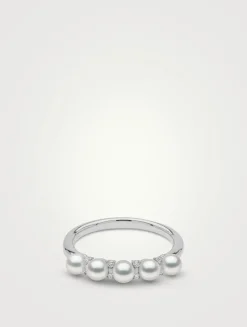 Eclipse 18K White Gold Akoya Pearl And Diamond Ring