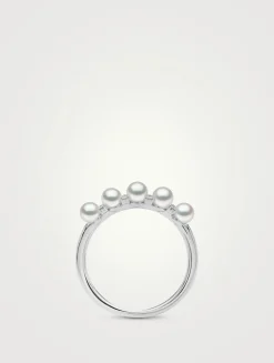 Eclipse 18K White Gold Akoya Pearl And Diamond Ring