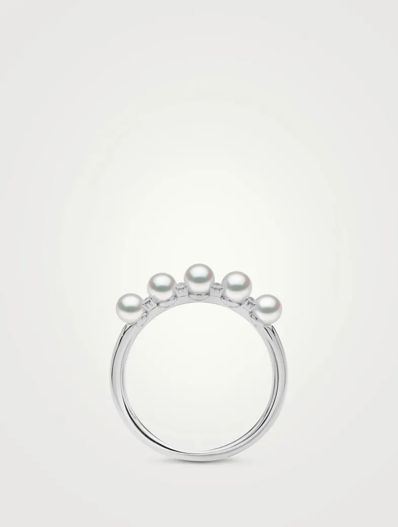 Eclipse 18K White Gold Akoya Pearl And Diamond Ring