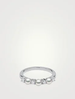 Eclipse 18K White Gold Akoya Pearl And Diamond Ring