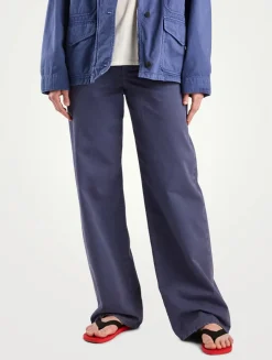 Eglitta Wide-Leg Cotton Twill Trousers