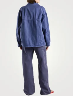 Eglitta Wide-Leg Cotton Twill Trousers