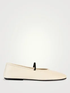 Elastic Leather Ballet Flats