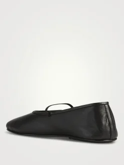 Elastic Leather Ballet Flats