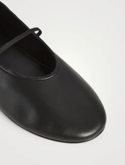 Elastic Leather Ballet Flats