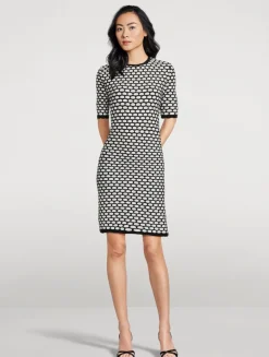 Embellished Honeycomb Knit Dress