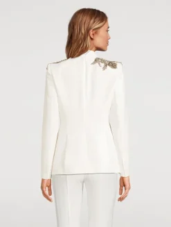 Embellished Leaf Crêpe Blazer