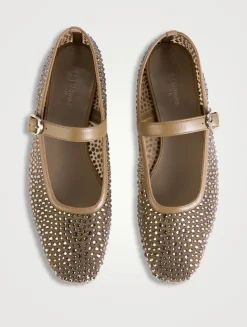 Embellished Mesh Mary Jane Ballet Flats