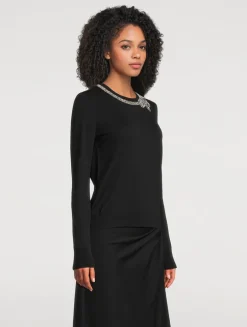 Embellished Silk Cotton Sweater