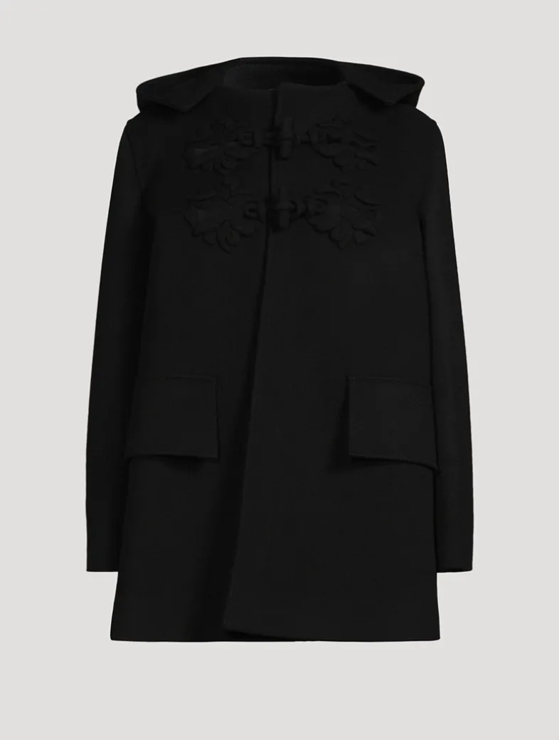 Embroidered Wool Duffle Coat