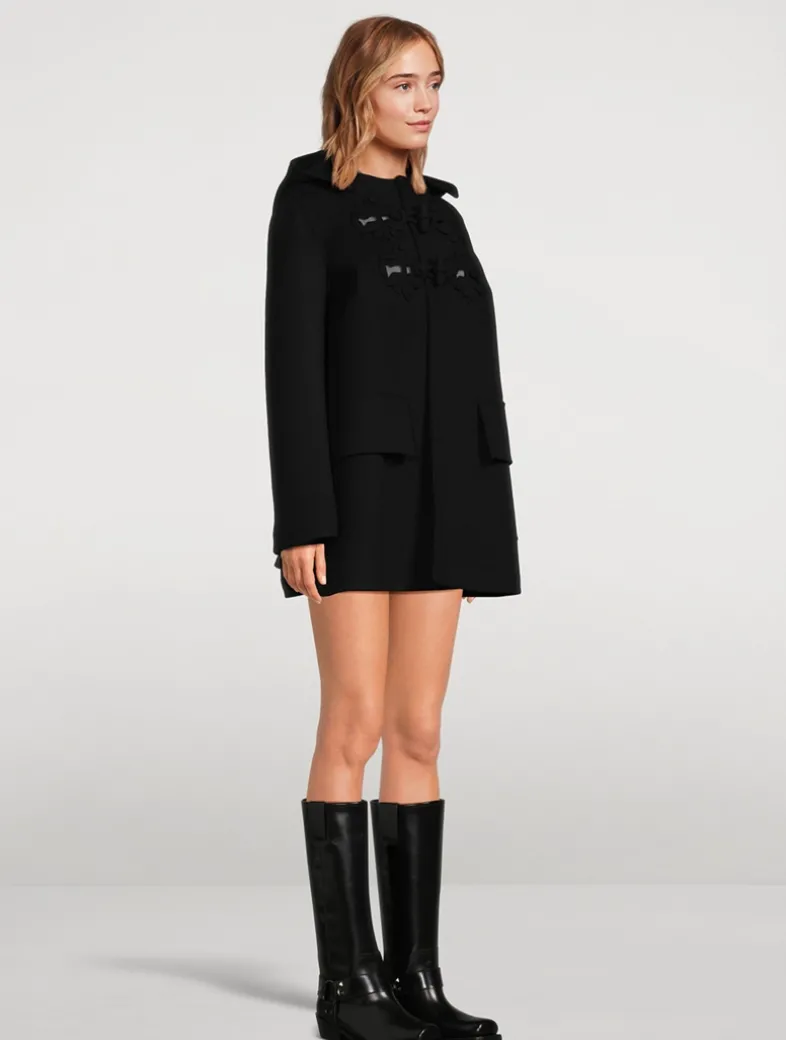 Embroidered Wool Duffle Coat