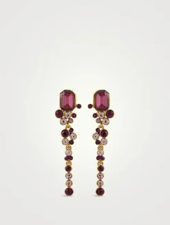 Emerald Cut And Round Cluster Drop Earrings