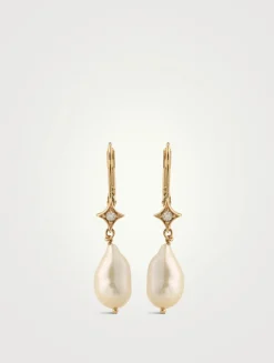 Emilia 14K Gold Gothic Star Baroque Pearl Drop Earrings With Topaz