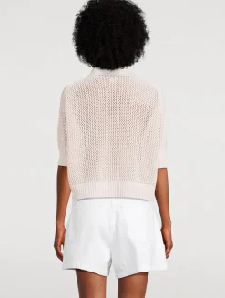 Emma Open-Weave Polo Sweater