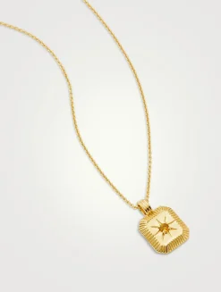 Engravable Citrine November Birthstone Pendant Necklace