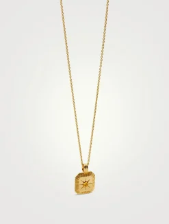 Engravable Citrine November Birthstone Pendant Necklace
