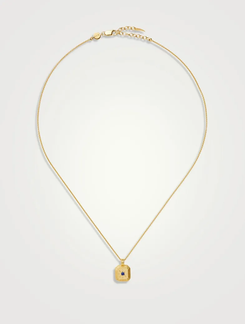 Engravable Lapis September Birthstone Pendant Necklace