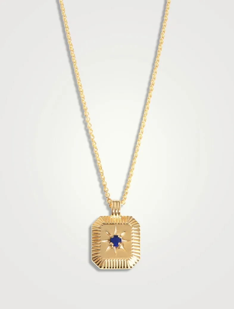 Engravable Lapis September Birthstone Pendant Necklace