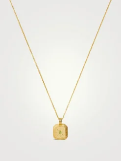 Engravable Peridot August Birthstone Pendant Necklace