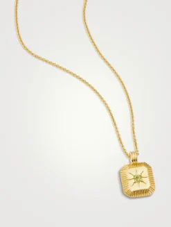 Engravable Peridot August Birthstone Pendant Necklace