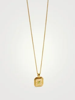 Engravable Peridot August Birthstone Pendant Necklace