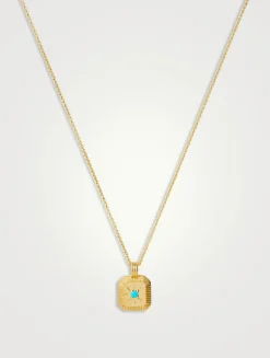 Engravable Turquoise Magnesite December Birthstone Pendant Necklace