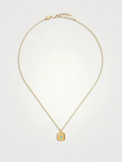 Engravable Turquoise Magnesite December Birthstone Pendant Necklace