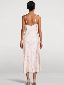 Ermon Satin Slip Dress In Floral Print