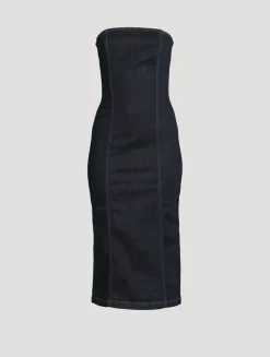 Esme Strapless Denim Midi Dress