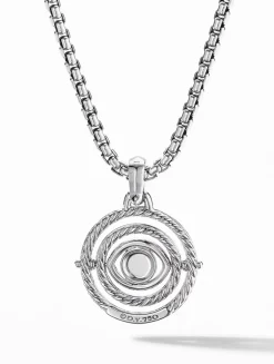 Evil Eye Mobile Amulet In 18k White Gold With Pavé Blue Sapphires And Diamonds