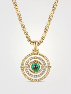 Evil Eye Mobile Amulet In 18k Yellow Gold With Pavé Emeralds And Diamonds