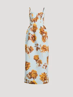 Faille Midi Dress In Peony Print
