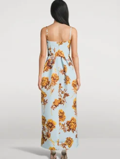 Faille Midi Dress In Peony Print