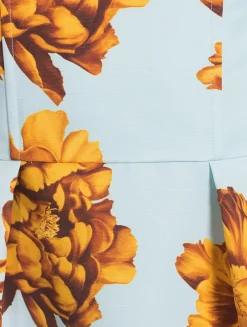 Faille Midi Dress In Peony Print