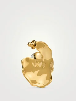 Faux Pearl Lilypad Clip-On Hoops