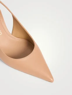 F-Buckle Leather Slingback Pumps