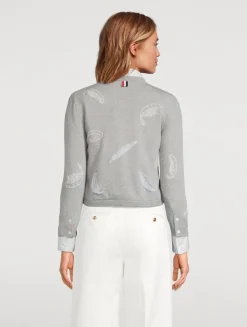 Feather Intarsia Cashmere Cardigan