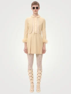 Feather-Trimmed Mini Dress