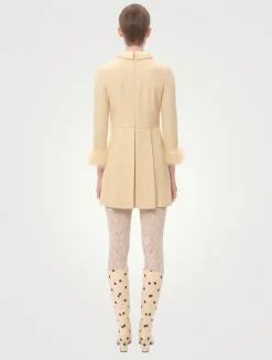 Feather-Trimmed Mini Dress