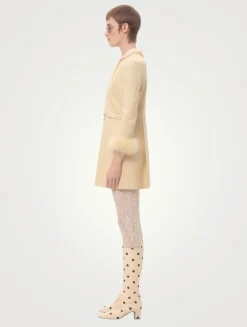 Feather-Trimmed Mini Dress