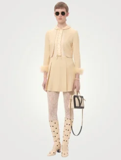 Feather-Trimmed Mini Dress