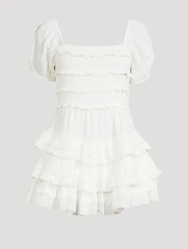 Fellows Ruffled Smocked Mini Dress