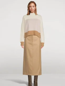 Felted Wool Cashmere Colourblock Sweater