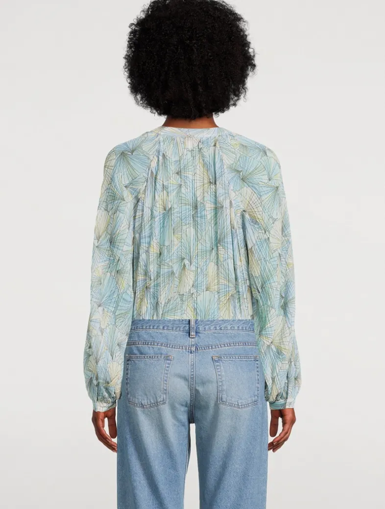 Fennel Pleated Blouse In Shell Print