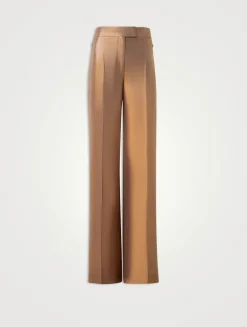 Fior Metallic Satin Wide-Leg Pants